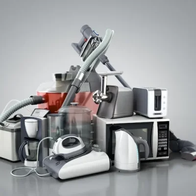 home-appliances-group-vacuum-cleaner-microwave-iron-coffee-maker-steam-kettle-toaster-meat-grinder-isolated-grey-background-3d_268321-3583